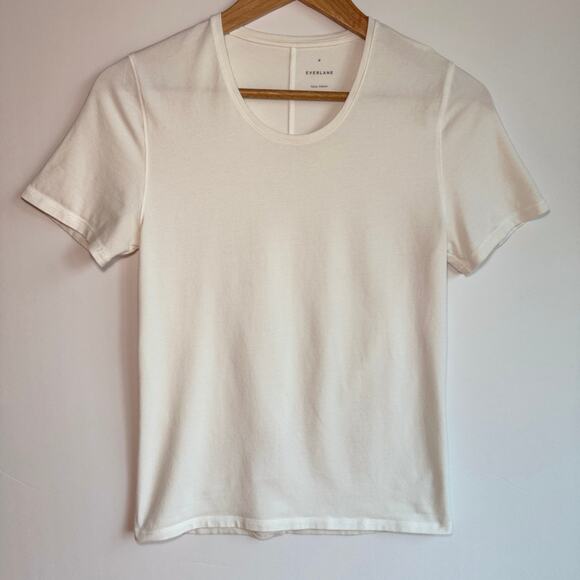 Everlane The Supima Form Crew Neck Tee Medium White Short Sleeve Cotton Jersey - Picture 1 of 13